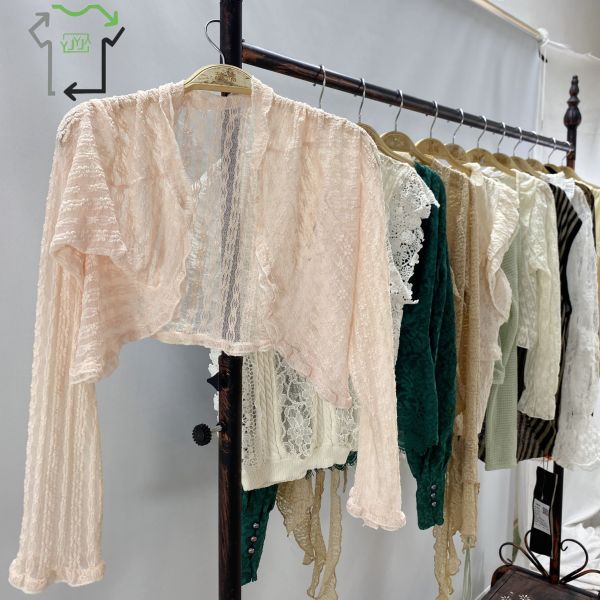 Second Hand Women'S Lace Blouse Mesh Top Used Formal Blouses In Bales A Grade