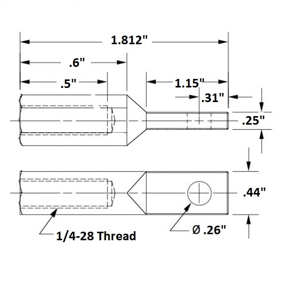 Plain Stainless Steel Rod Ends 1/4-28 Thread Adapter Carbon Steel