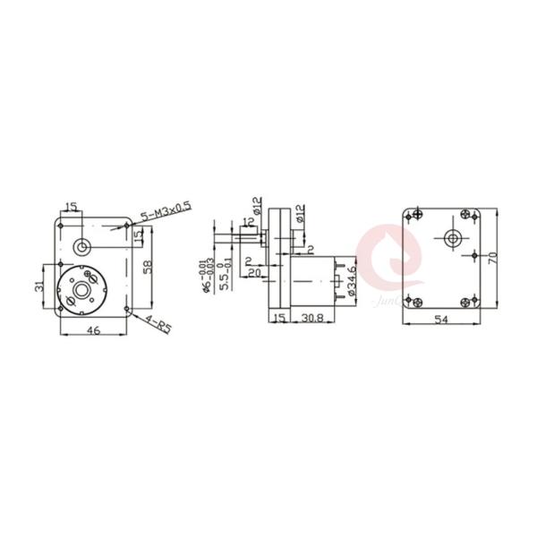 70x54mm 20kg.Cm 111rpm DC Geared Motors Right Angle Gearhead Motor For Cigarette Machine