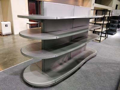 Durable Supermarket Gondola Shelving ISO Certification Pitch 25 Curved