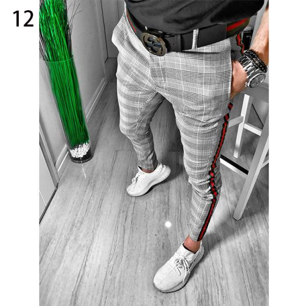 Light Wash Digital Print Polyester Trousers Multi-style Slim-fit Plaid for Casual Men