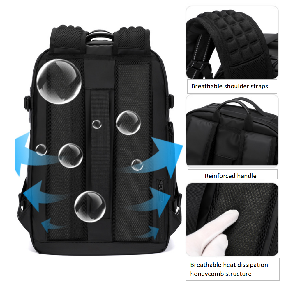 Business Travel Backpack With Vacuum Compression Storage Compartment Multifunctional Laptop Backpack Customized