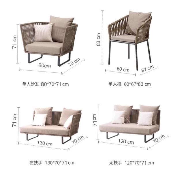 Outdoor Sofa Rattan Woven Patio Garden Furniture Weatherproof Sun / Rain Lounge Chair Balcony Relaxation Set with Coffee Table