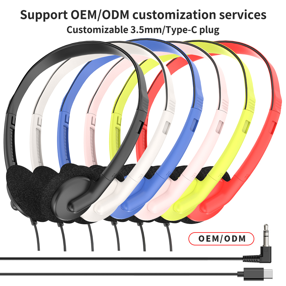 JTY-0121 Wired Head Mounted Headphones 3.5mm/Type-C Plug Lightweight Headphones