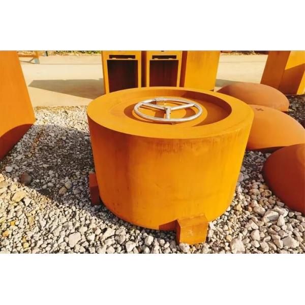 30 Inch Outdoor Heater Round Hidden Tank Corten Metal Gas Fire Pit Table