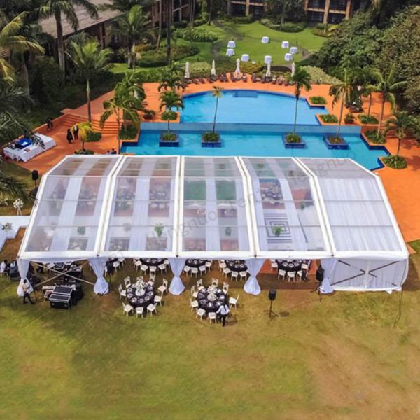 Watertight Outdoor PVC Side Wall Clear Wedding Marquee Tent Hall Aluminum Profile 200 People Capacity