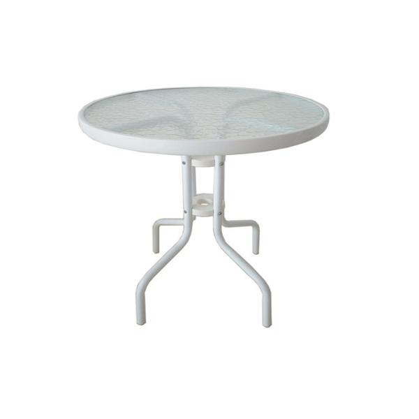 Outdoor Steel Round Tempered Glass Table Rustproof