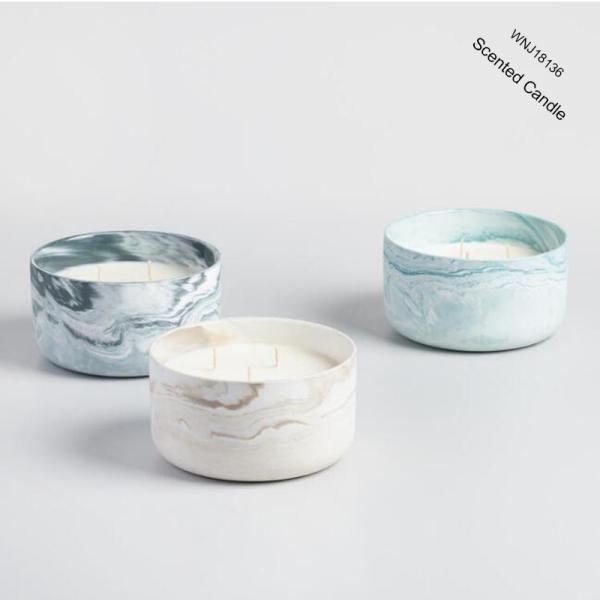 High End Three Wicks Room Scented Candles In Marble Ceramic Holder