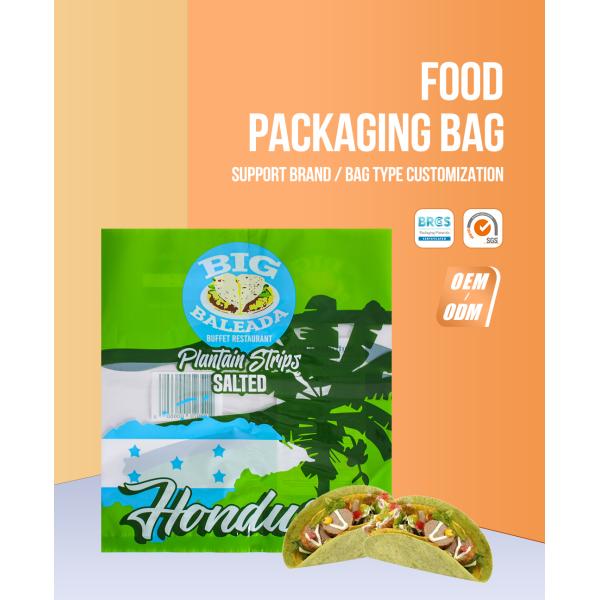 Custom Printed Plastic Packaging Bag 3 Side Seal Snack Food Packaging For Pita Pancake Taco