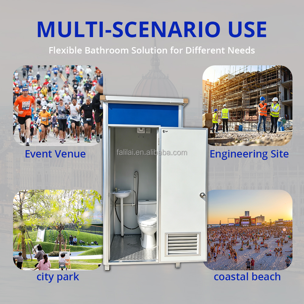 Low Price Mobile Single or Double Toliet Customized Tiny Home Portable Bathroom Cheap Public Portable Toilet