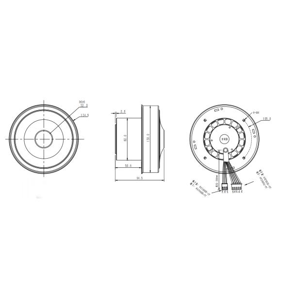 26000 вращений в минуту ДЦ Двигательный воздуходушитель 140 м3/ч 48VDC Малый высоковосприимчивый вентилятор