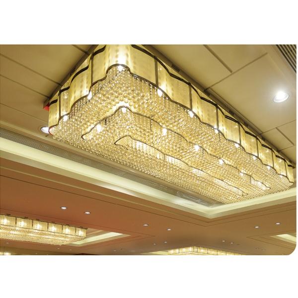 Gold Pendant Lights Clear Crystal Rectangular Chandelier Saloon Living Dining Room Indoor Lighting Pendant Big Ceiling Hotels