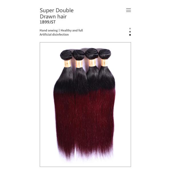 Fashion 8-14 inch 1b99j pre Colored Human Hair Bundles for party