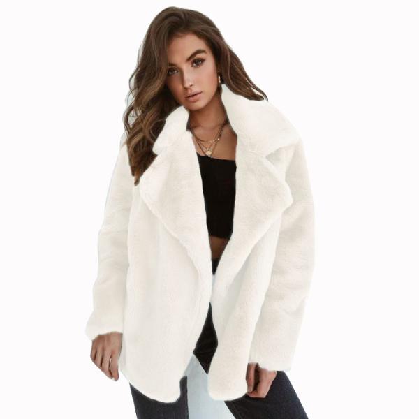 Revestimento feminino de lãs da lapela do luxuoso da produção da roupa Polyetser 100% S-3XL para o inverno