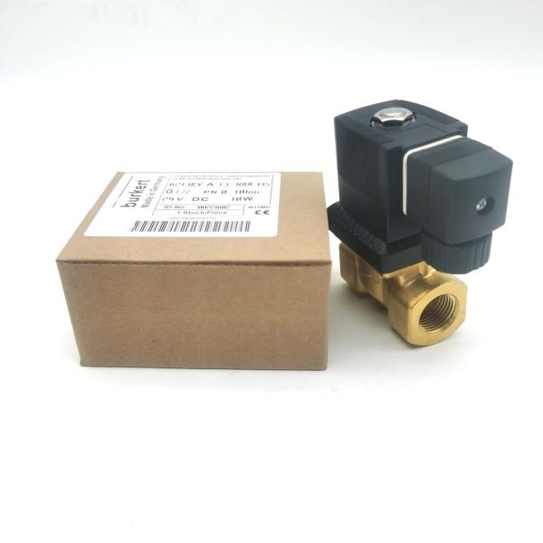 Burkert 00221654 6213 Tipo G1/2 2/2 Normalmente cerrado 1.3 Agujero de flujo, EPDM sellado -30 ~ + 90 ° C Cuerpo de válvula de latón DC24V 8W 0-10bar