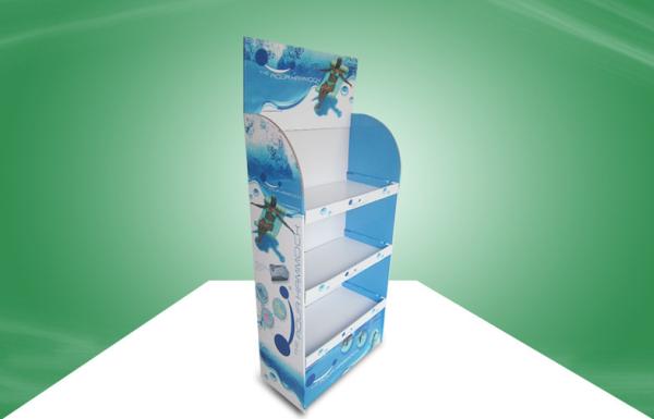 As exposições resistentes do cartão da posição com três prateleiras, 350gsm CCNB e espumas embarcam