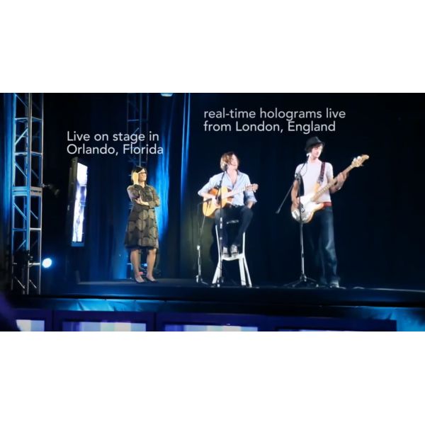 Transparent 95um Holographic Projection Display with 160° View Angle and 5x30m Size for Stage Shows