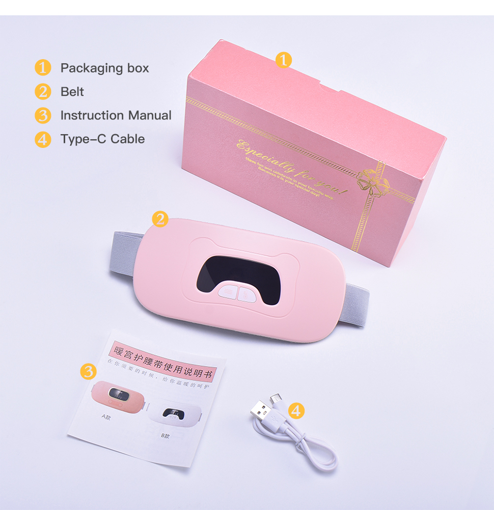 Smart Massage Belt with Four Temperature Settings 4 Gear Strength and Deer Velvet Fabric for Menstrual Cramp Relief
