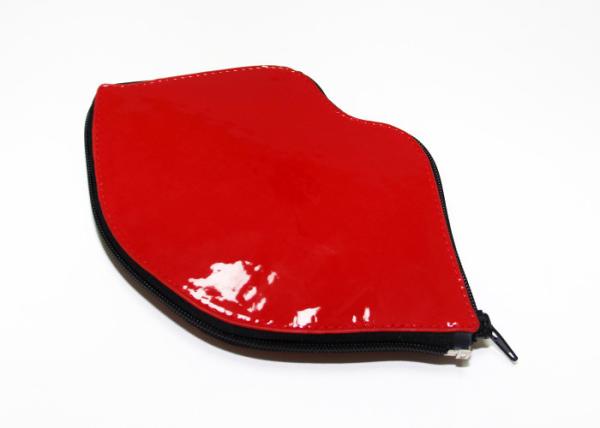 PU Lip Shape Folding Shopping Bags Nylon Polyester Matetial Female Use
