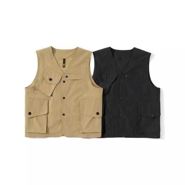                  Vintage Fall Fashion Multi Pocket Solid Casual Cargo Sleeveless Vest             
