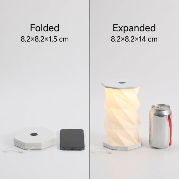 Rechargeable Origami Mini Rotating Paper Lamp Desk Lights E26 Touch Control Birthday Gift