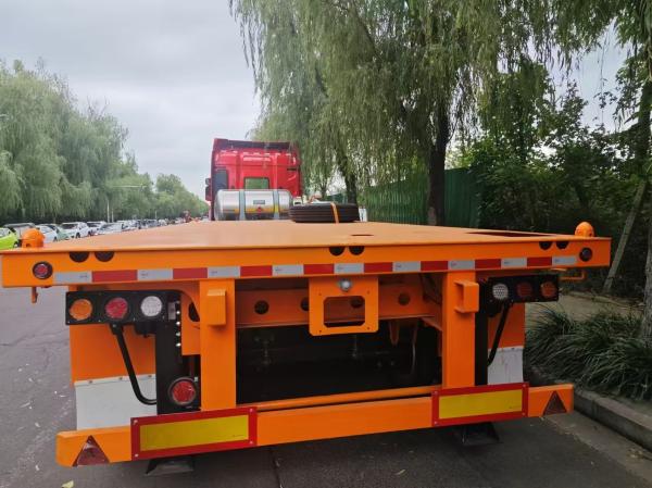 Promotional  Flatbed Truck Semi Trailer 2 3 4 Axles 50 60 80 100 Ton With Twist lock 40ft 20ft platform container semi trailer