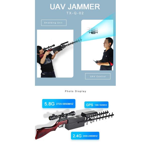 500 - 2000 Meter Drone Frequency Scrambler , UAV Killer 2.4 Ghz Frequency Jammer