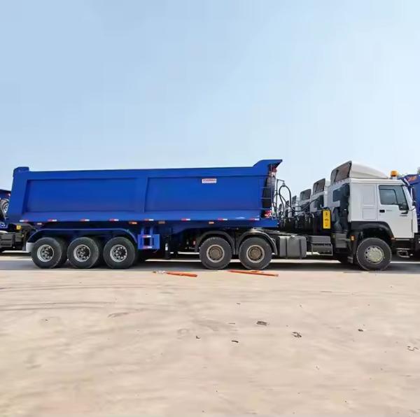 CIMC 3 Axles 60 Ton Hydraulic Dumper Semi Truck Transport Sand Stone Cargo Trailer Side Tipper Dump Semi-Trailer