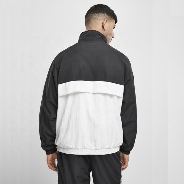 Color Blocked Sports Track Jackets Polyester Woven Zip Up Outwear