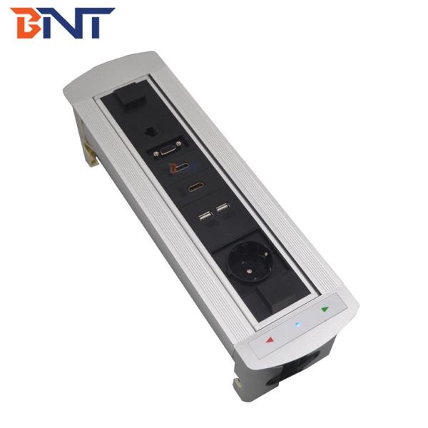 Office furniture motorized flip up desk power socket outlet with usb