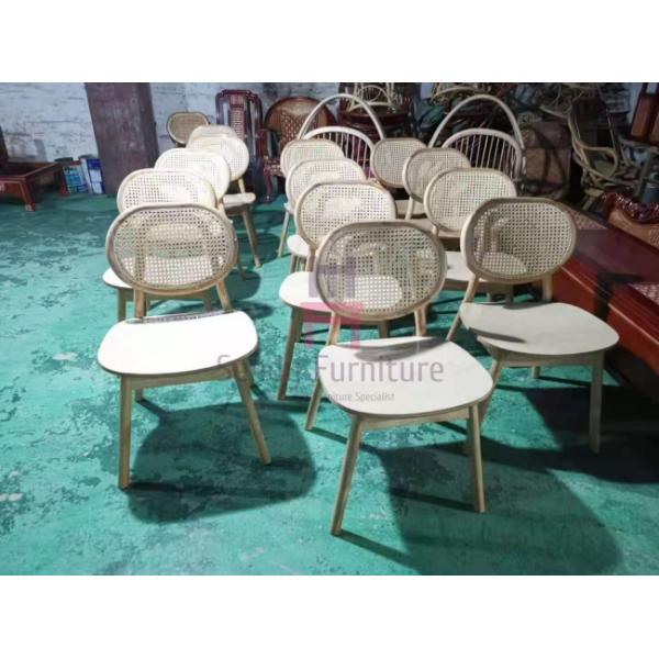 Ash Wood Round Cane Back Armless Dining Chair 0.36cbm