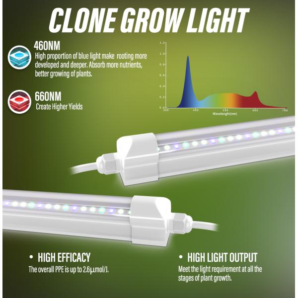 T8 Led Grow Light Tube Clone Light 14w 0.6m Length Waterprooof Daisy Chain microgreen Vegetable Flower Seedling