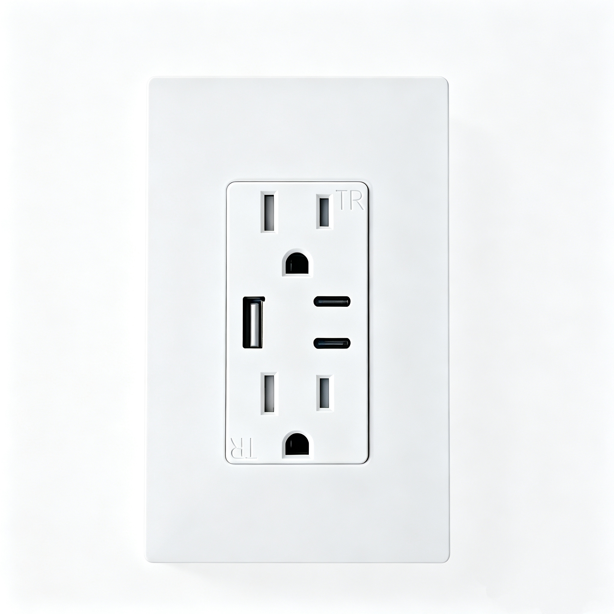15A USB Wall Outlet with 5V 4.2A Total Output Tamper-Resistant Duplex Receptacle and 1x USB-A + 2x Type-C Ports