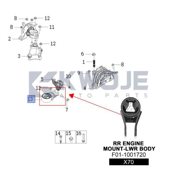 F01-1001720/DT/FL Car Engine Mount Assembly RR ENGINE MOUNT-LWR BODY For Jetour X70