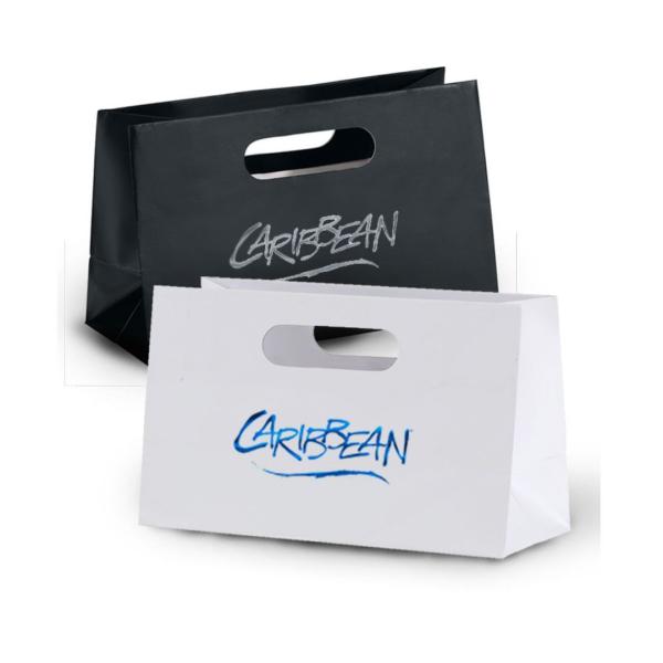 Black Printing Kraft Paper Bag Flap Die Cut Handle Shopping Paper Bags