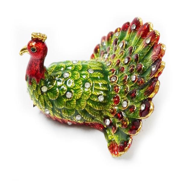 Beautiful peacock jewelry gift boxes alloys pewter peacock mini jewelry box