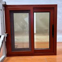 Insect Screen Aluminum Sliding Window For Bathroom Woodgrain Color