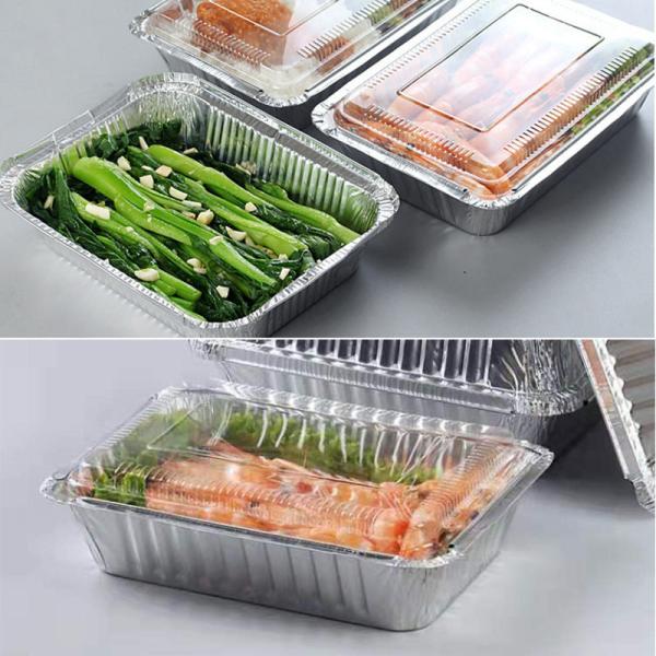 Hotsale Food Grade Custom Logo Rectangle Aluminum Takeaway Foil Food Containers Silver Foil Baking Pan/Trays