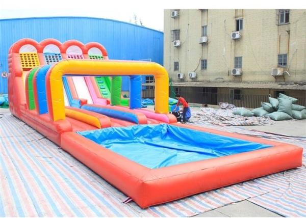 0.5mm PVC Inflatable Four lanes Colorful Slide , Inflatable Water Slide