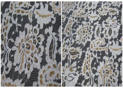 Colored Stretch Flower Metallic Lace Fabric , Scalloped Edge Lace Fabric