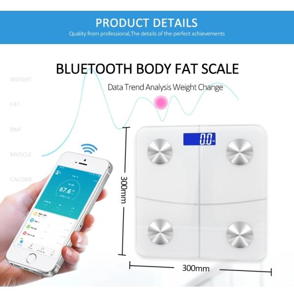 6mm Tempered Glass Platform Bathroom Scales Smart Bluetooth Body Analyser Scale
