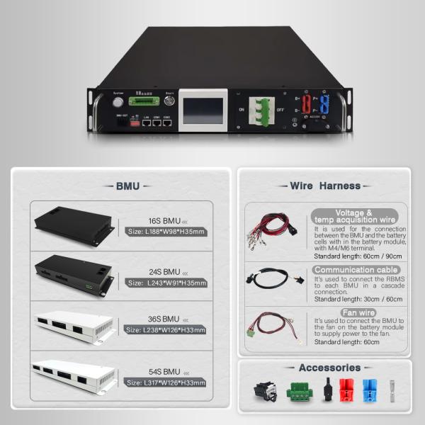 RS485 Système de gestion de la batterie au lithium Bms 90S 288V 50A avec 12S 15S 16S 24S BMU