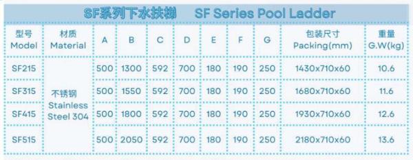 SF215 Escada de piscina de aço inoxidável