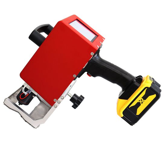 Battery Handheld Electric Punching Equipment On Metal Workpiece