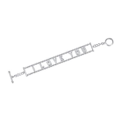 OT abraçam 925 alfabetos de prata Diamond Couple Bracelets do bracelete 7.05grams da CZ