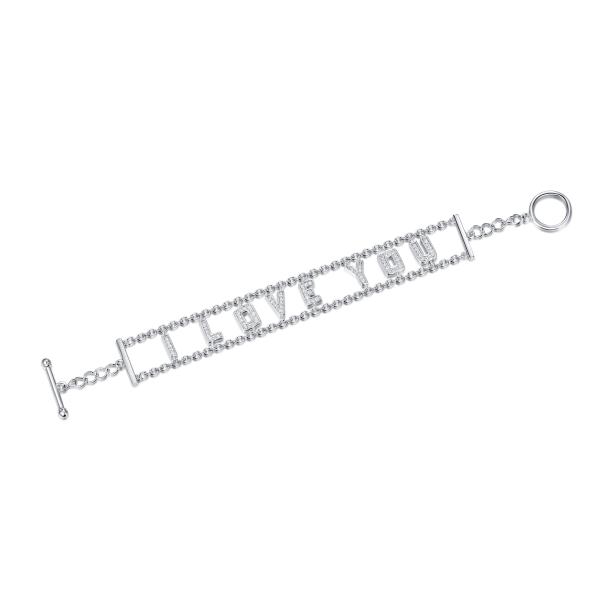 OT abraçam 925 alfabetos de prata Diamond Couple Bracelets do bracelete 7.05grams da CZ