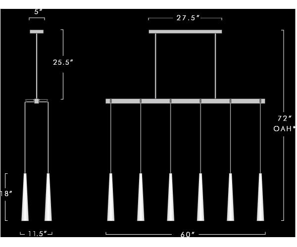 Adjustable Height Linear Brass Chandelier for Restaurants and Hotels