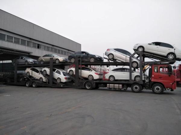 8 Tire Single Wheeler Axles Transport Skeleton Flatbed Self Car Carrier Truck Semi Trailer