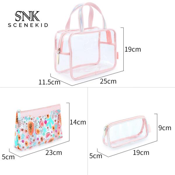 Wholesale PVC Transparent Makeup Bag Set 3 Pieces Organizer for Travel