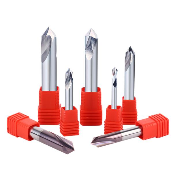 Manufacturer HRC55 90 Degree 4Flute Carbide Drill for Cnc 2 Cnc Chamfer End Mill Tools With Coated Center Point Drill Bit for Cn